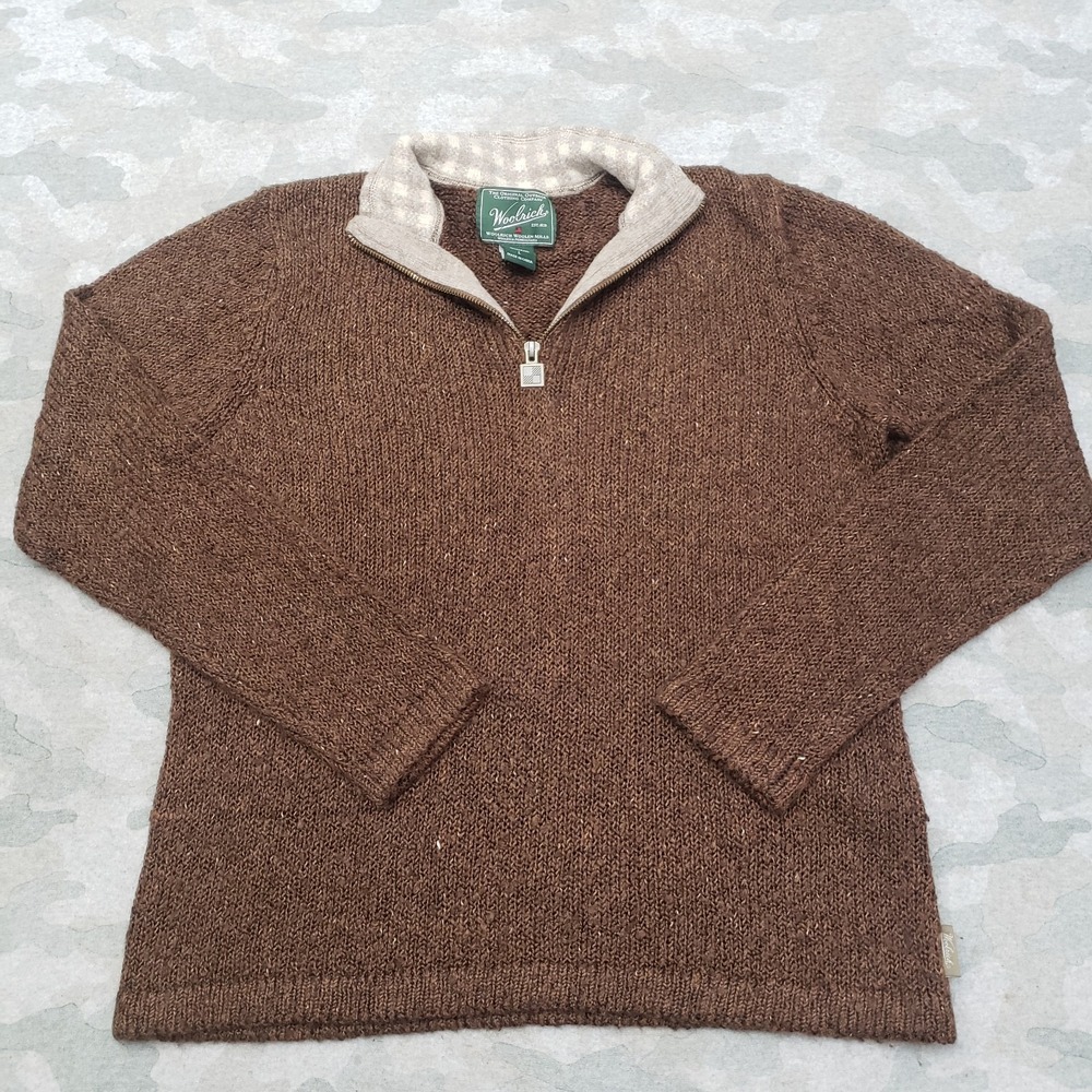 Woolrich Sweater Womens Large Brown Quarter Zip Long Sleeve